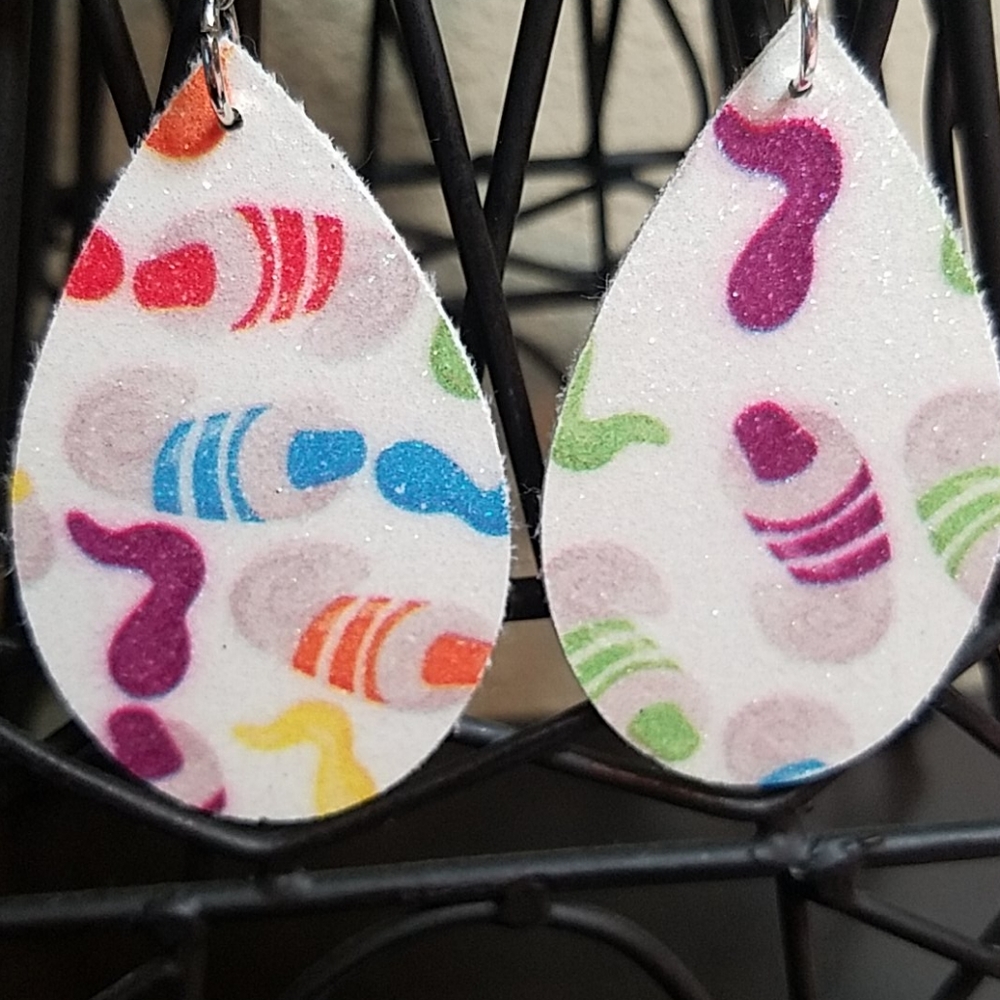 Handmade Faux Leather Marker Earrings - Picture 2 of 3